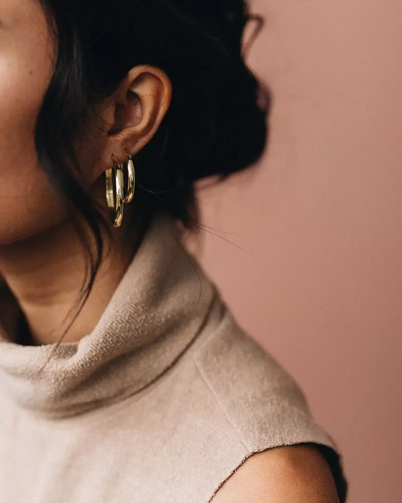 Pikfine Gilda Bold Creole 25 mm Statement Ohrringe vergoldetes Silber